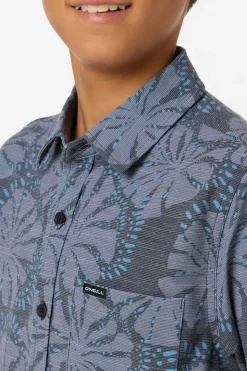 Boy's UPF Slub Standard Woven Shirt Button
