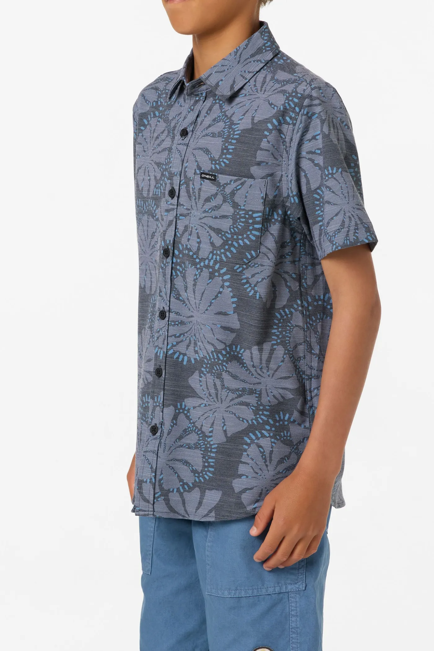 Boy's UPF Slub Standard Woven Shirt Button