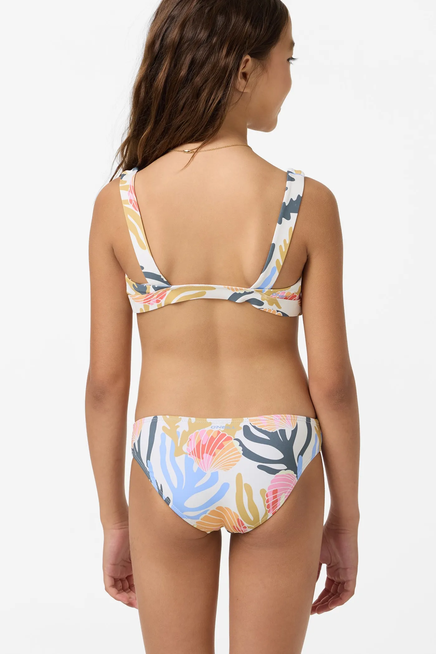 Girl's Cora Geo Square Neck Swim Set