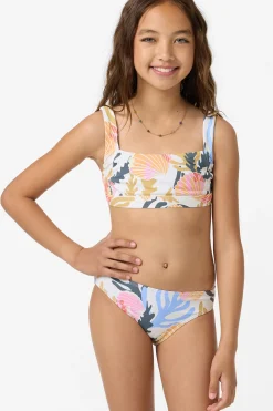 Girl's Cora Geo Square Neck Swim Set