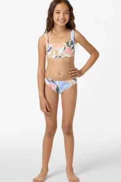 Girl's Cora Geo Square Neck Swim Set