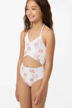 Girl's Ivy Floral Cinched One-Piece