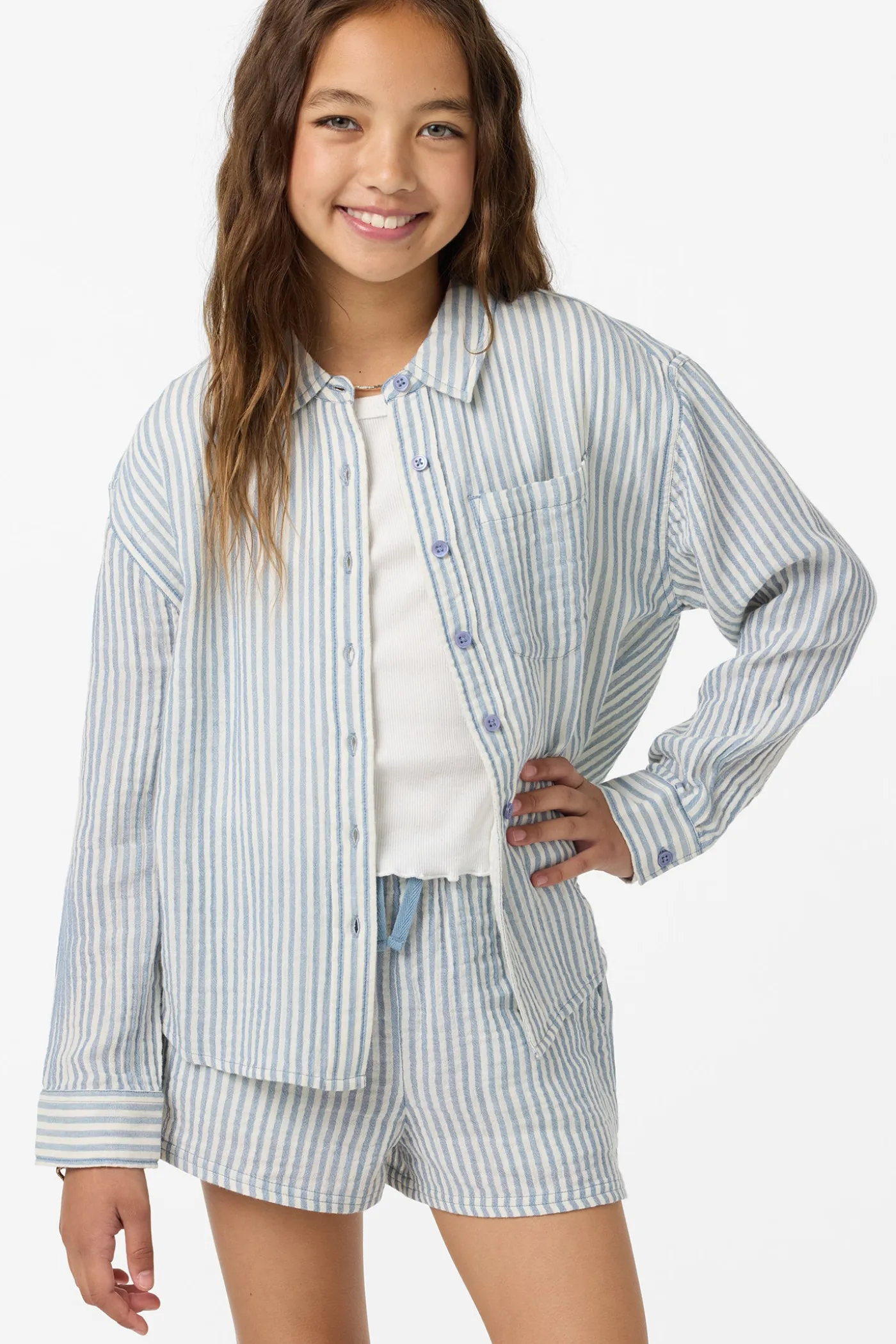 Girl's Leni Stripe Relaxed Long Sleeve Top