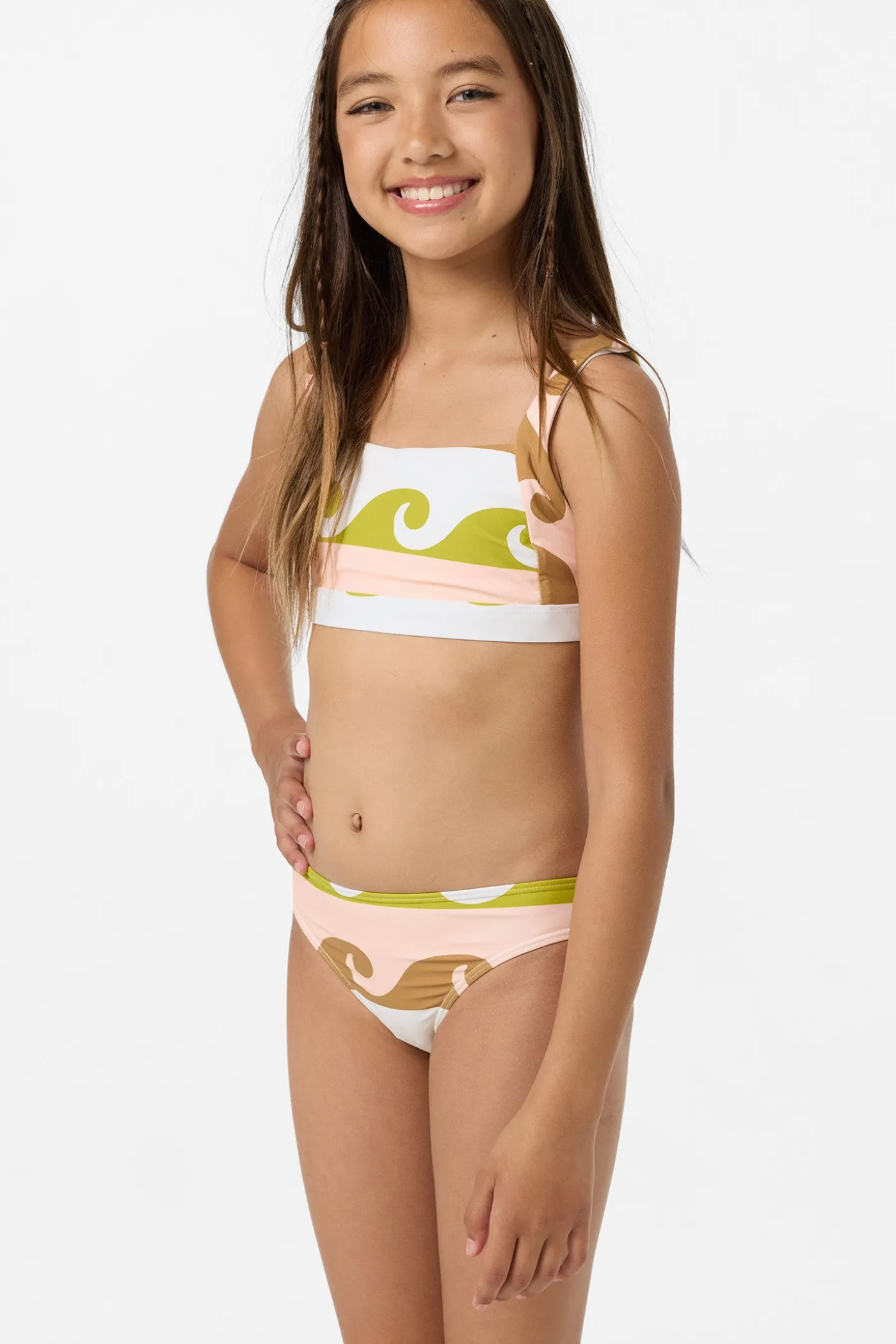 Girl's Lilly Wave Geo Square Neck Bralette Top Set