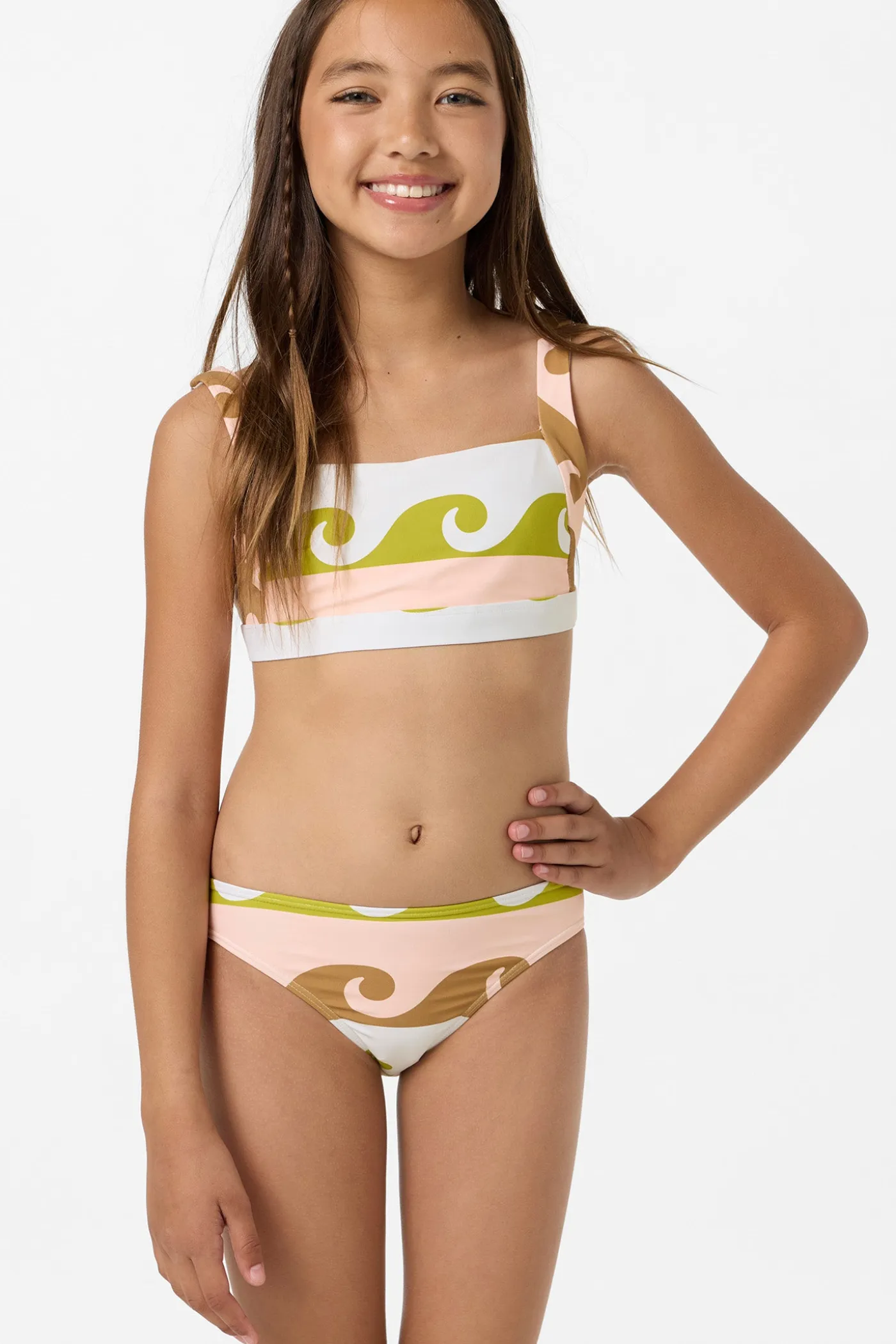 Girl's Lilly Wave Geo Square Neck Bralette Top Set
