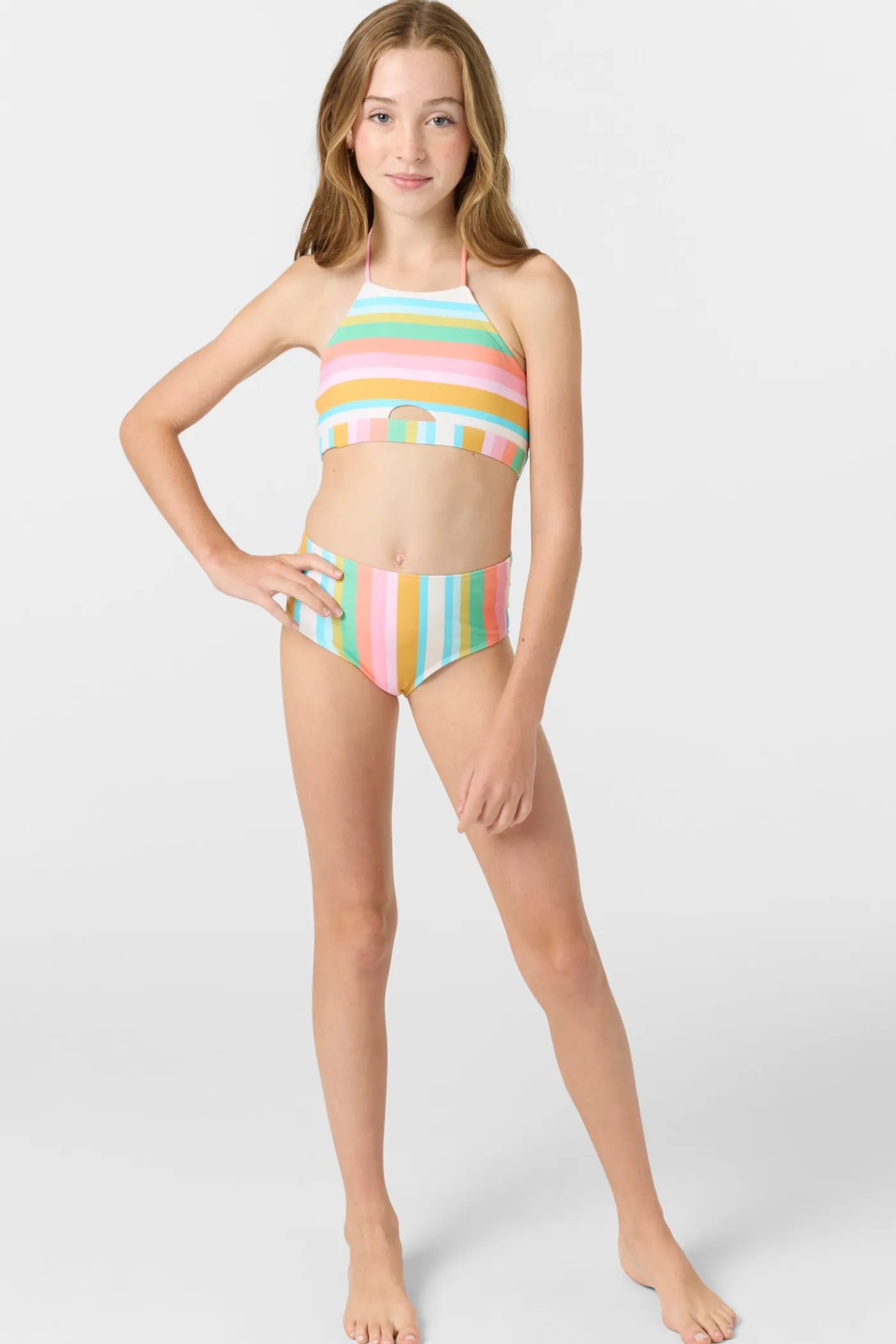 Girl's Low Tide Peekaboo High Neck Top Set