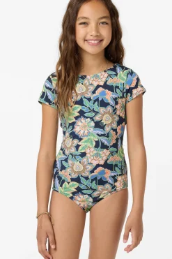 Girl's Mermaid Floral Tie Back Surf Suit