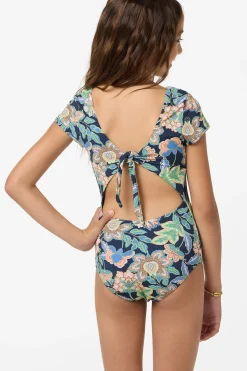 Girl's Mermaid Floral Tie Back Surf Suit