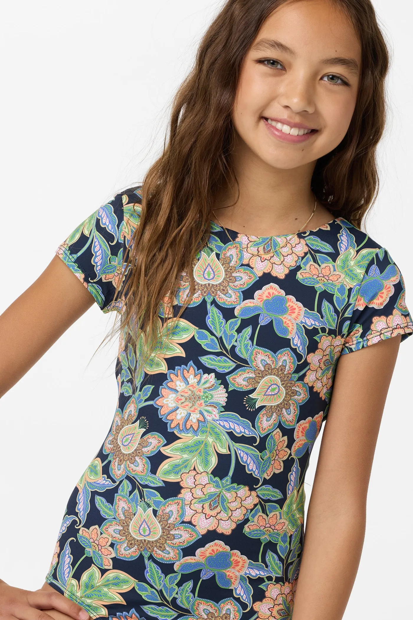 Girl's Mermaid Floral Tie Back Surf Suit