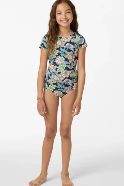 Girl's Mermaid Floral Tie Back Surf Suit