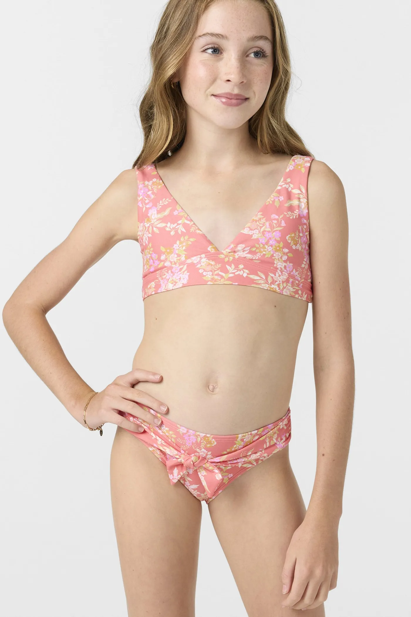Girl's Nayomi Floral Fixed Tri Top Set