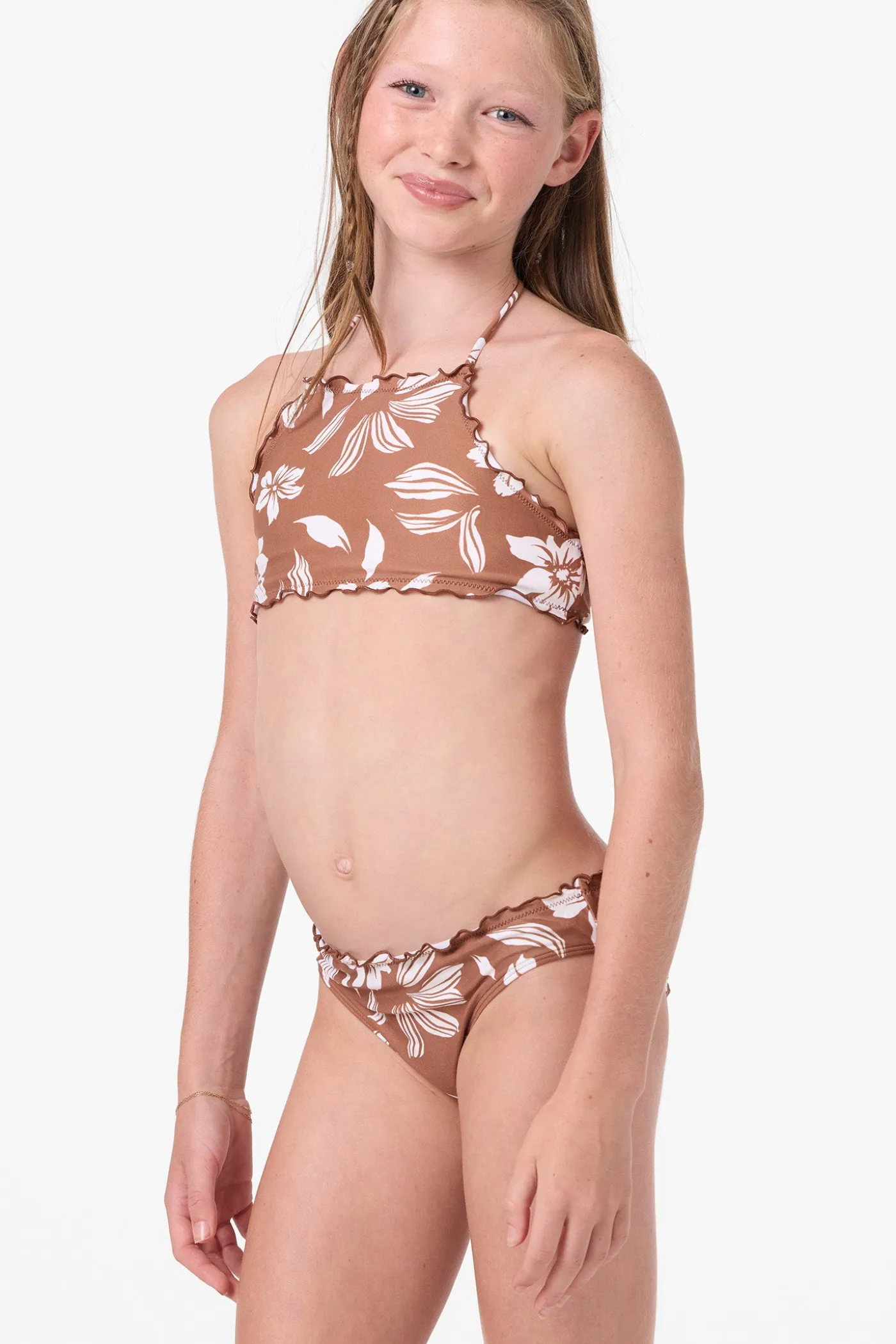 Girl's Nomad Floral Ruffle Edge High Neck Set