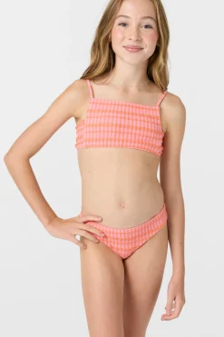 Girl's Paradise Plaid Square Neck Bralette Top Set