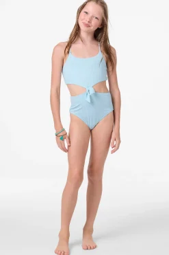 Girl's Shorebreak Rib Knot Front One-Piece