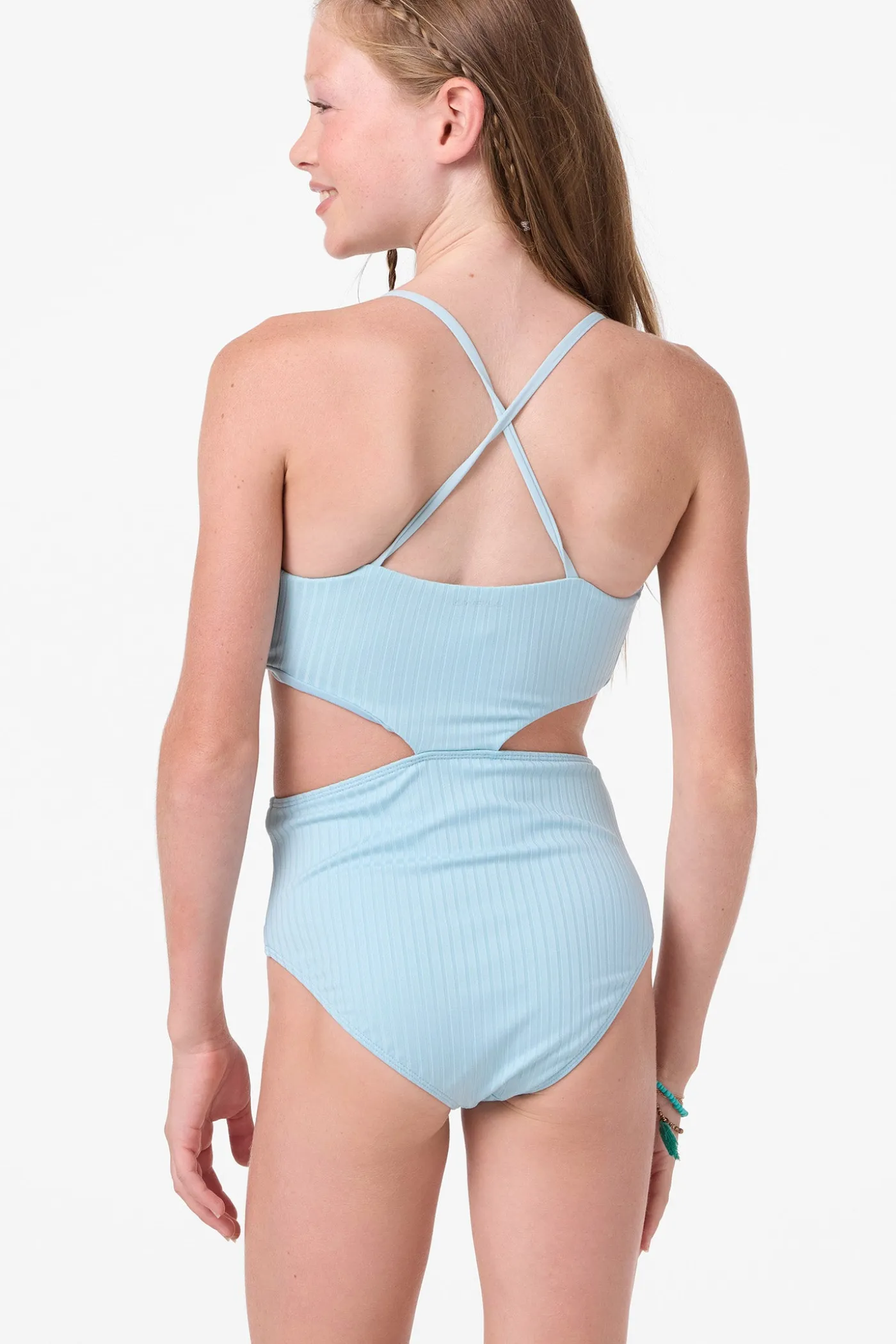 Girl's Shorebreak Rib Knot Front One-Piece