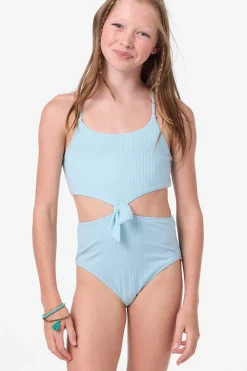 Girl's Shorebreak Rib Knot Front One-Piece