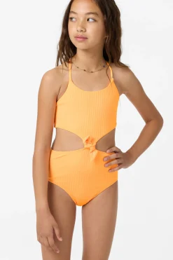 Girl's Shorebreak Rib Knot Front One-Piece