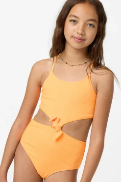 Girl's Shorebreak Rib Knot Front One-Piece