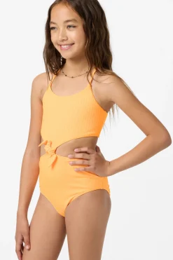 Girl's Shorebreak Rib Knot Front One-Piece