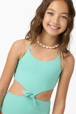 Girl's Shorebreak Rib Knot Front One-Piece