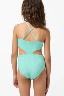 Girl's Shorebreak Rib Knot Front One-Piece