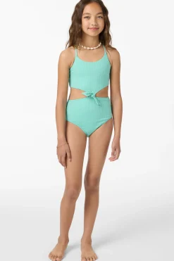 Girl's Shorebreak Rib Knot Front One-Piece