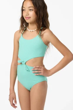 Girl's Shorebreak Rib Knot Front One-Piece