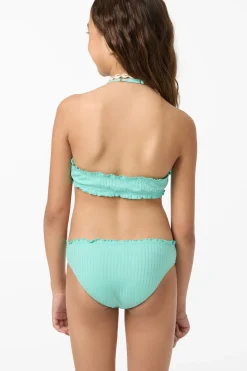 Girl's Shorebreak Rib Ruffle Edge Hi Neck Swim Set