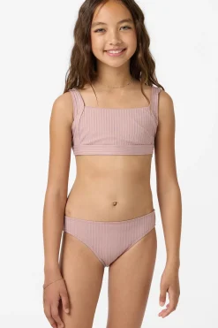 Girl's Shorebreak Rib Square Neck Swim Set
