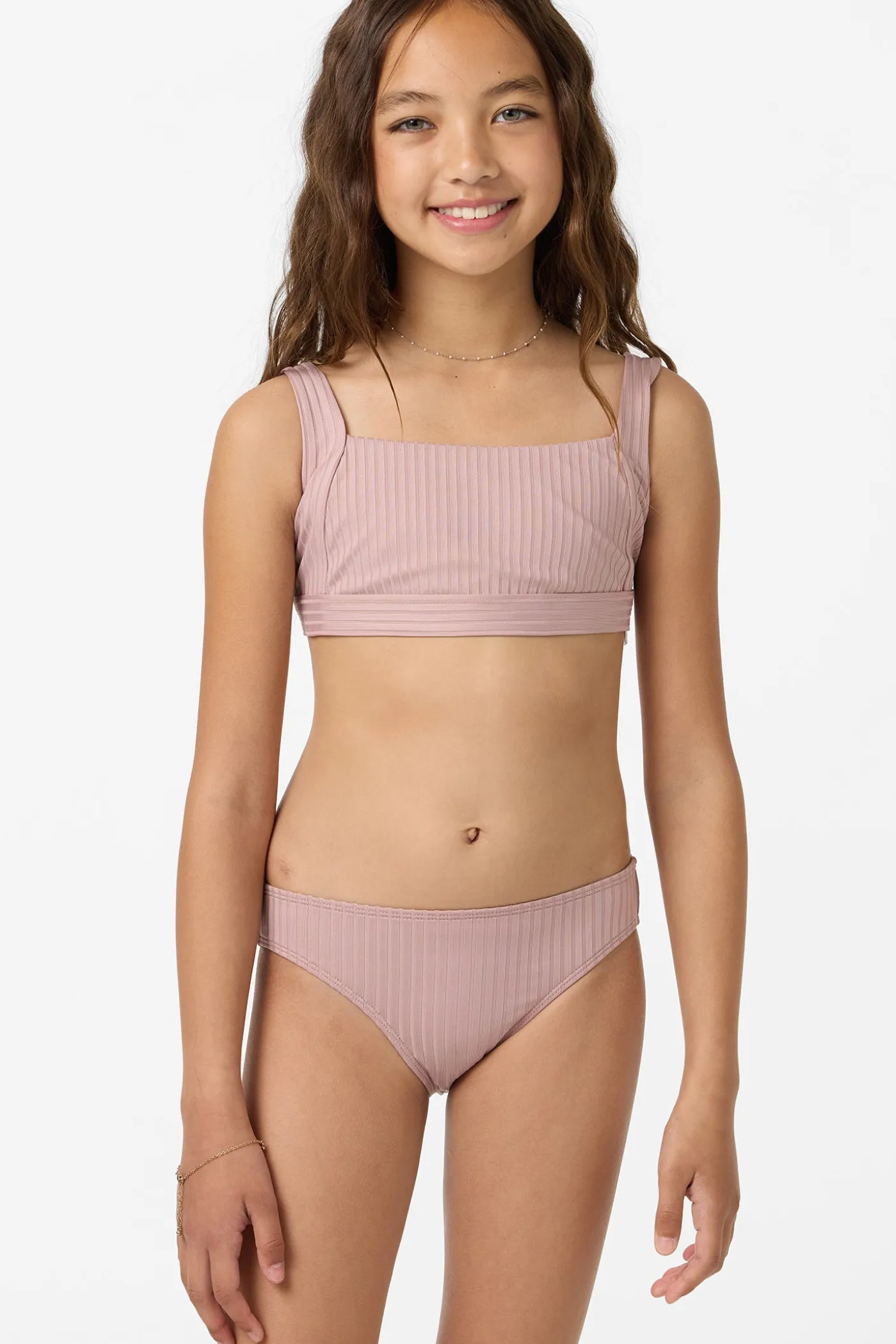 Girl's Shorebreak Rib Square Neck Swim Set