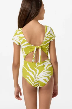 Girl's Skylar Palm Tie Back Surf Suit