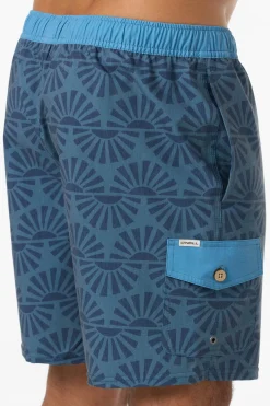 Hermosa Retro Elastic Waist 17" Swim Trunks