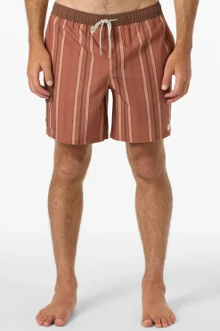 Hermosa Retro Elastic Waist 17" Swim Trunks