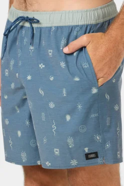 Hermosa Retro Elastic Waist 17" Swim Trunks