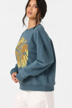 Hibiscus Hawaii Oversized Crew Neck Fleece