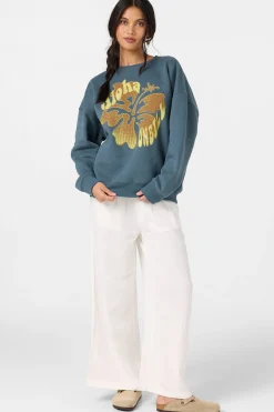 Hibiscus Hawaii Oversized Crew Neck Fleece