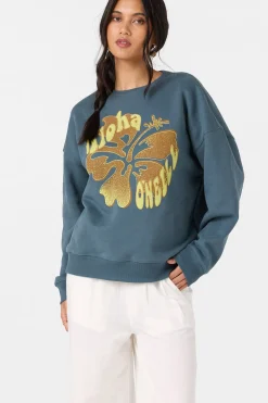 Hibiscus Hawaii Oversized Crew Neck Fleece