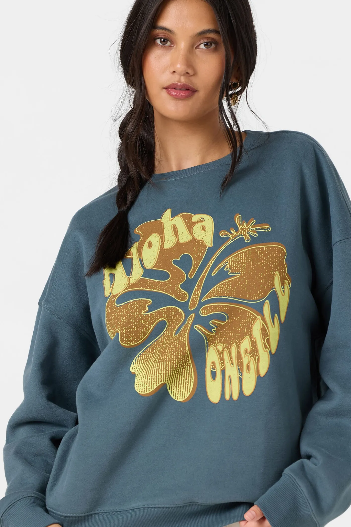 Hibiscus Hawaii Oversized Crew Neck Fleece