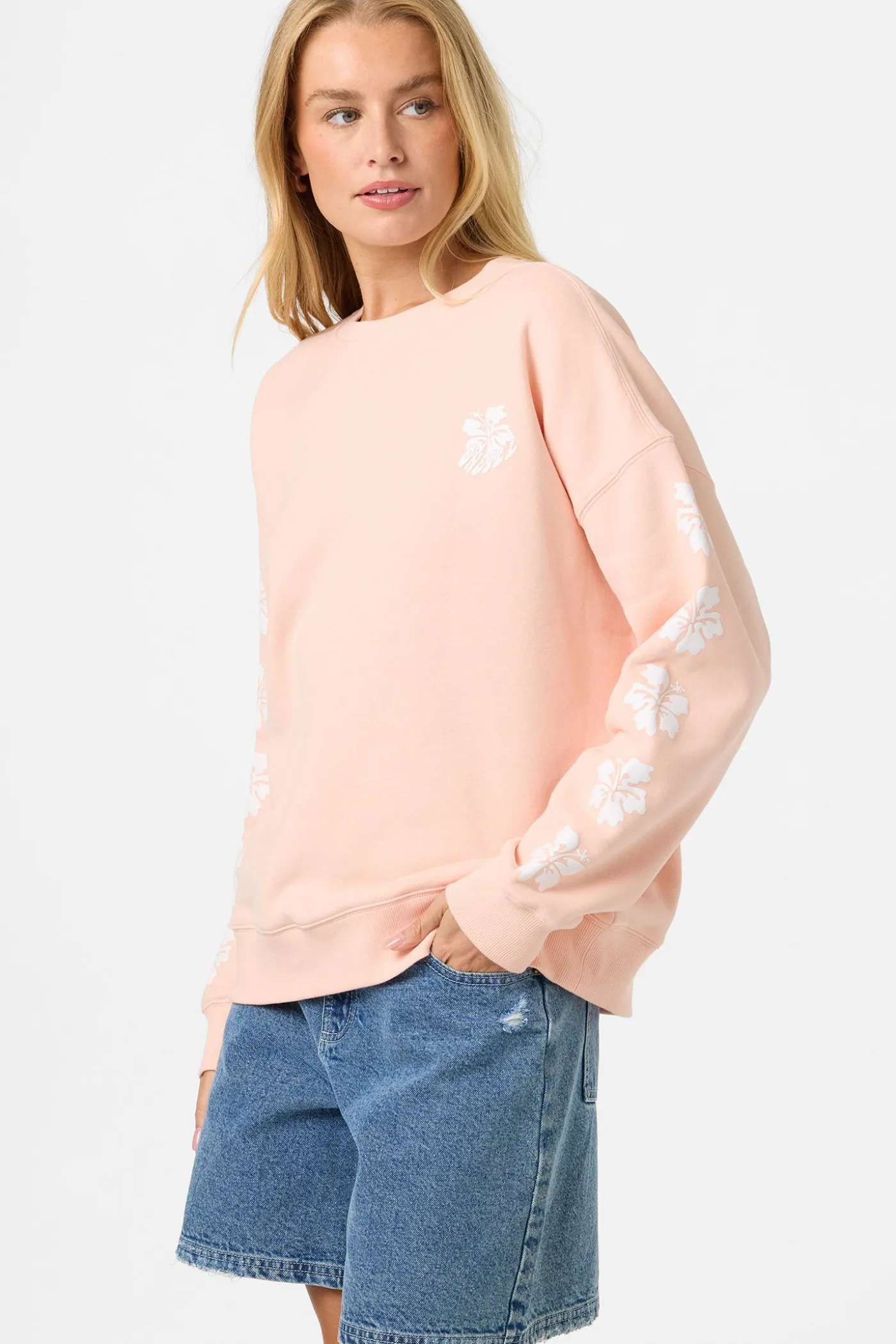 Mini Hibis Oversized Crew Neck Fleece