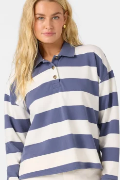 O'Riginals Kyra Long Sleeve Crop Polo Top