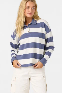 O'Riginals Kyra Long Sleeve Crop Polo Top