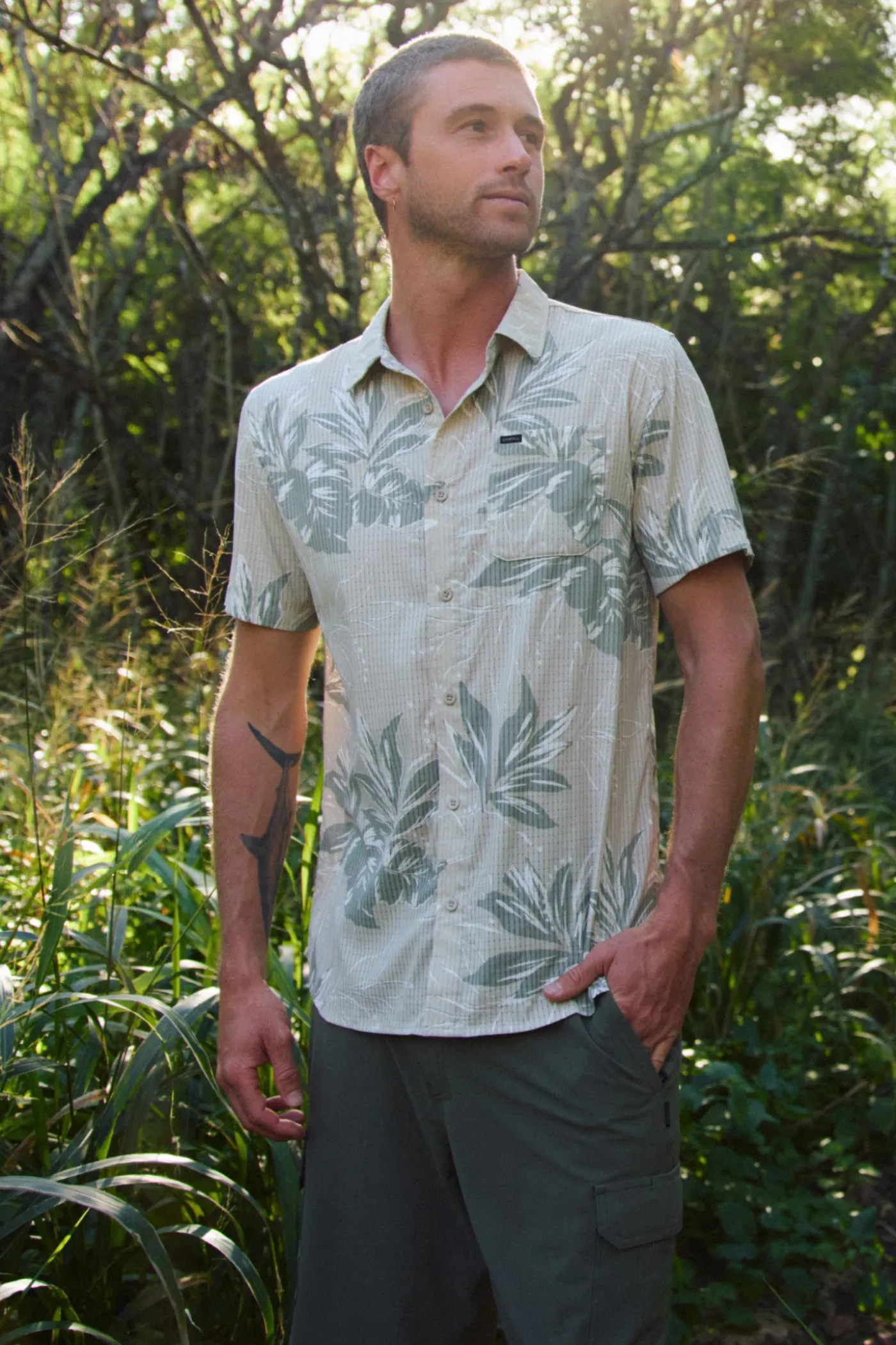 TRVLR Perforated Printed Standard Fit Shirt